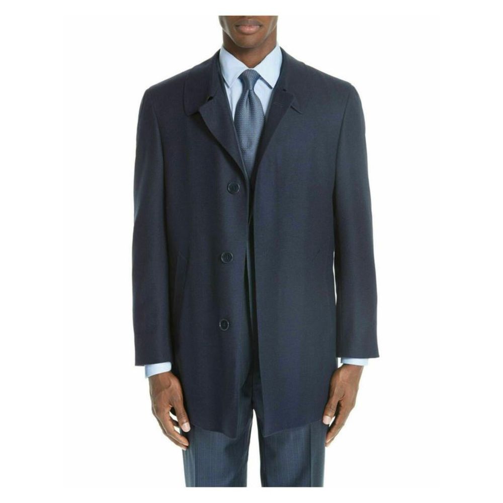 Canali Mens Navy Single Breasted, Top Coat 58R